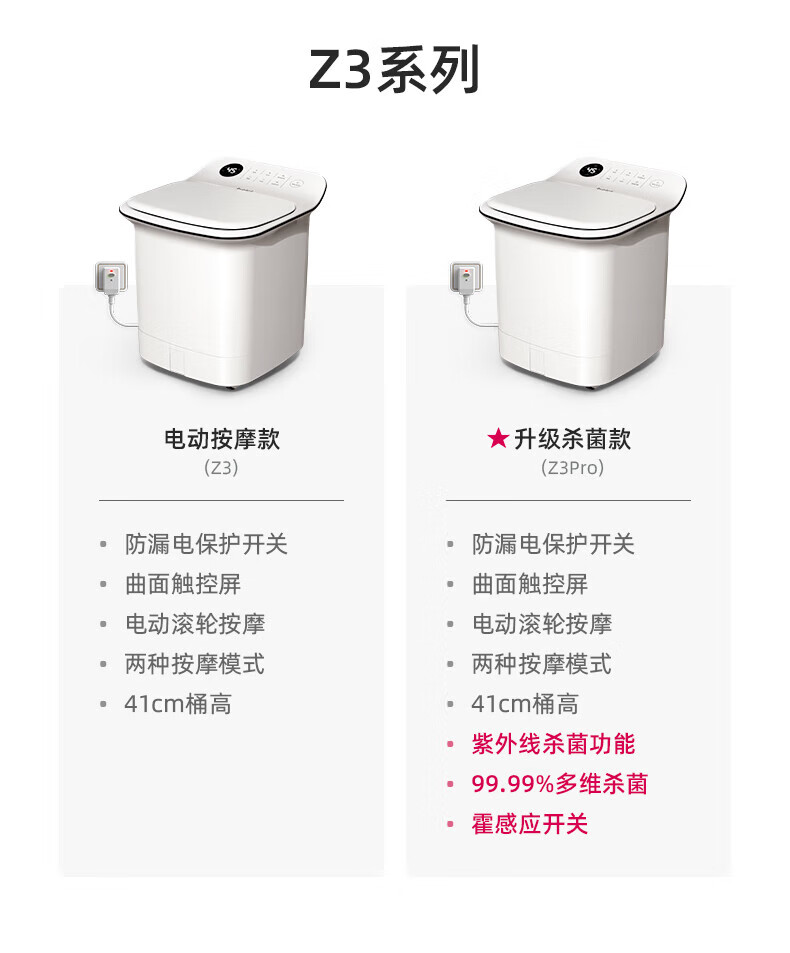 蓓慈（Beici）杀菌全自动泡脚桶足浴盆洗脚盆恒温加热智能按摩足浴桶长辈妈妈生日礼物 Z3Pro