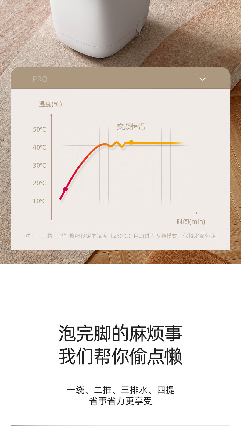 蓓慈（Beici）足浴盆 （白色）【吴昕推荐】全自动泡脚桶 加热足按摩（电动转盘+38cm桶高+漏保开关） BZ305H1