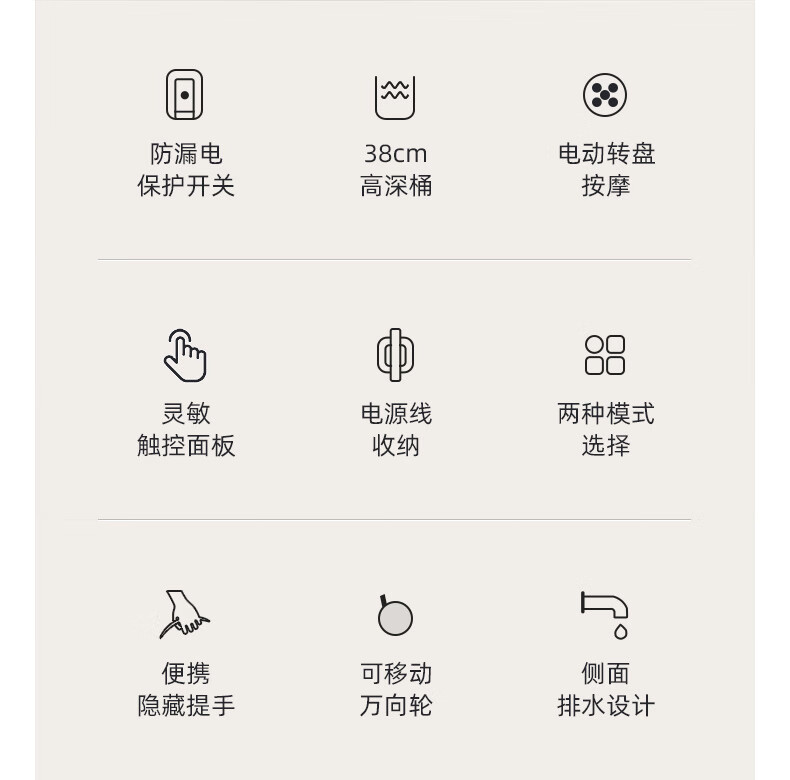 蓓慈（Beici）足浴盆 （白色）【吴昕推荐】全自动泡脚桶 加热足按摩（电动转盘+38cm桶高+漏保开关） BZ305H1
