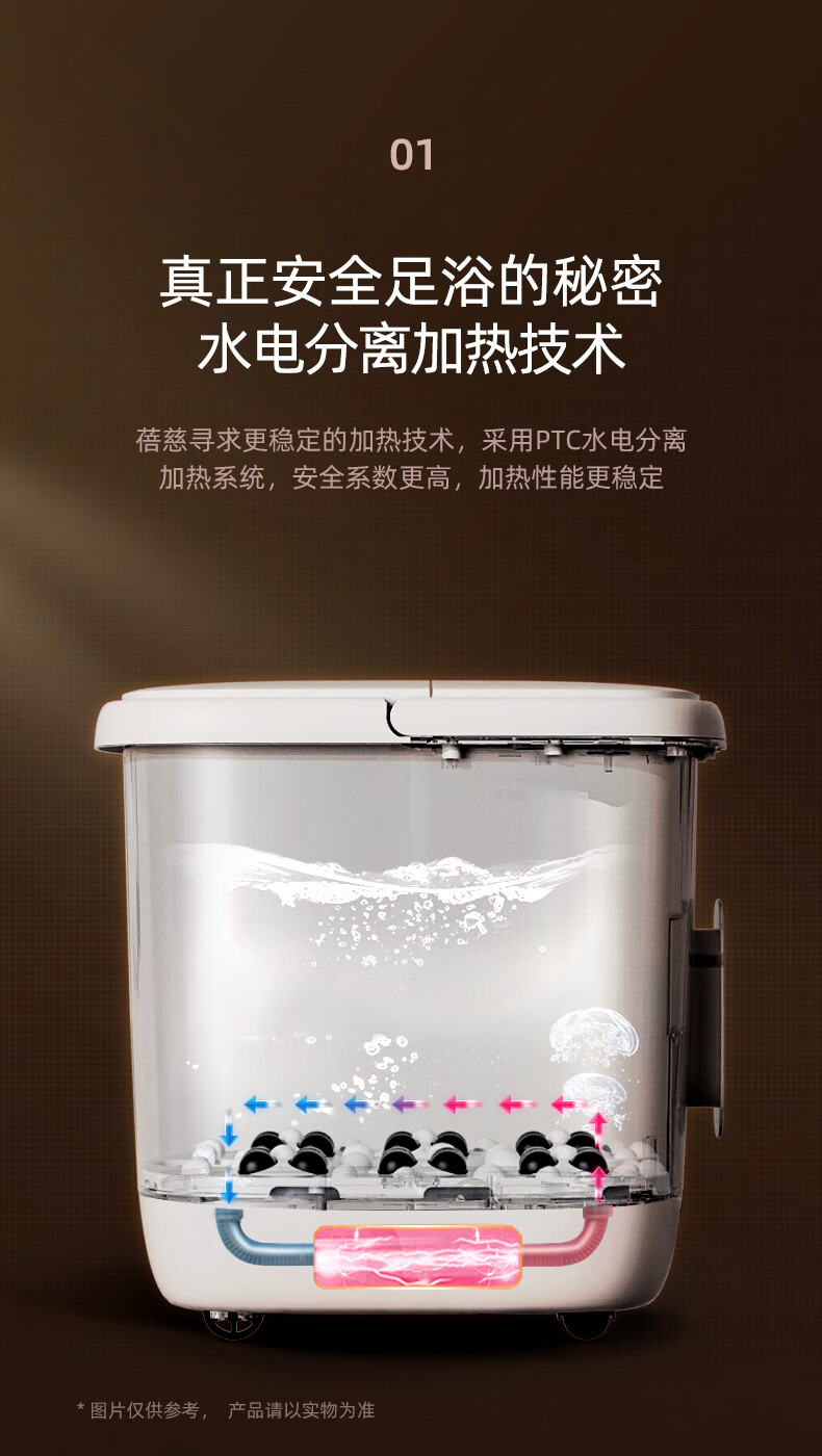 蓓慈（Beici）足浴盆 （白色）【吴昕推荐】全自动泡脚桶 加热足按摩（电动转盘+38cm桶高+漏保开关） BZ305H1