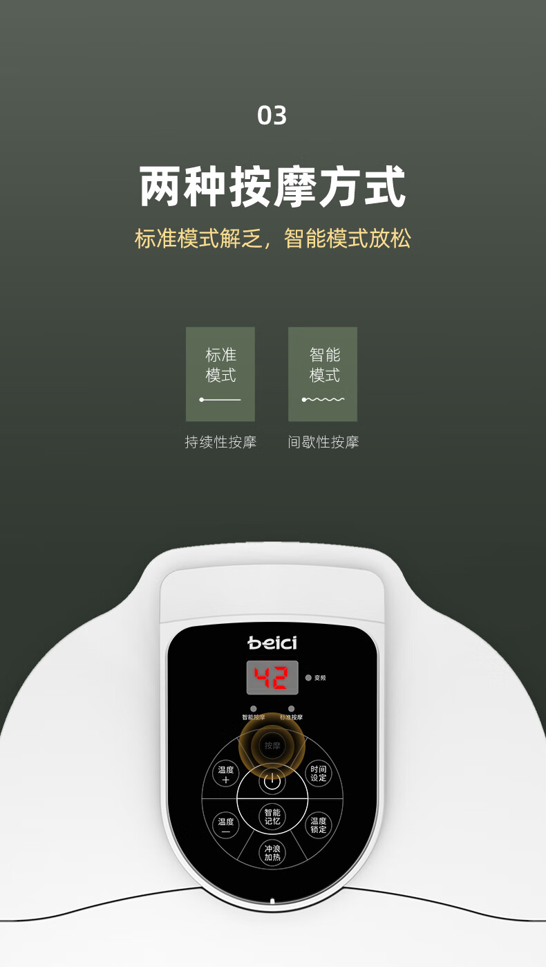 蓓慈（Beici）足浴盆 （白色）智能恒温加热 洗脚桶 电动按摩 家用泡脚桶送礼物父母（带漏保开关） BZ525A