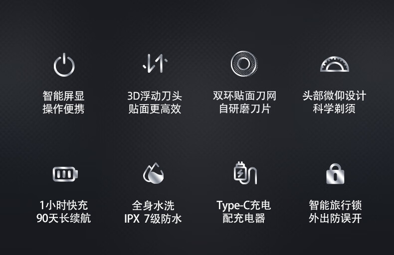 蓓慈（Beici）智能电动剃须刀刮胡刀全身水洗干湿双剃胡须刀超长续航剃须刀 X4极地蓝