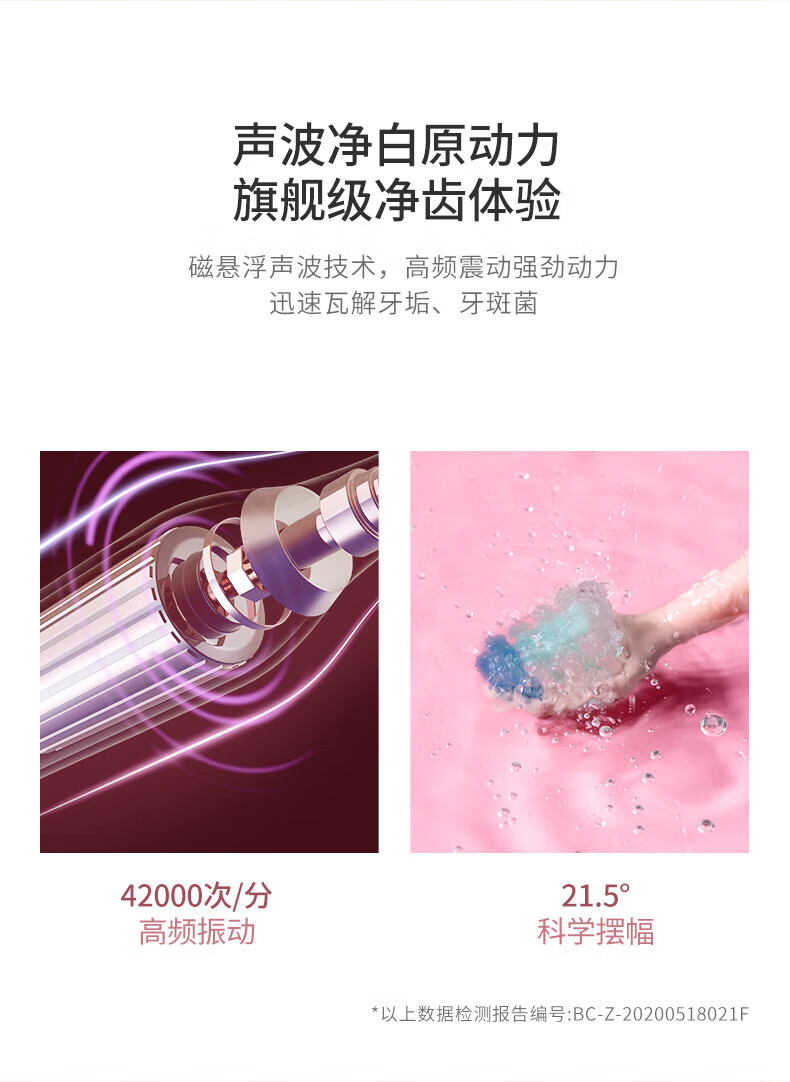 蓓慈（Beici）声波电动牙刷成人家用男女情侣款充电式洁牙器杜邦软刷毛牙刷头 VY01B1温莎蓝