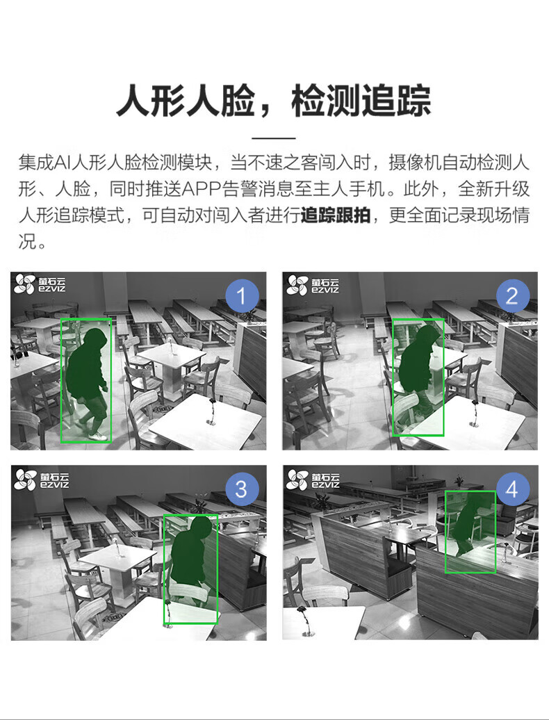 萤石（EZVIZ）智能摄像头 云台智能摄像机 室内卡片网络100万摄像机 CTQ1C