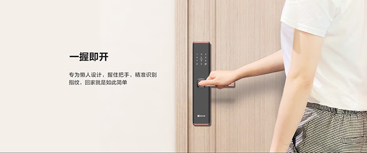 萤石（EZVIZ）握开式智能锁 防盗门锁 单机版指纹锁墨玉黑（含安装）LT63