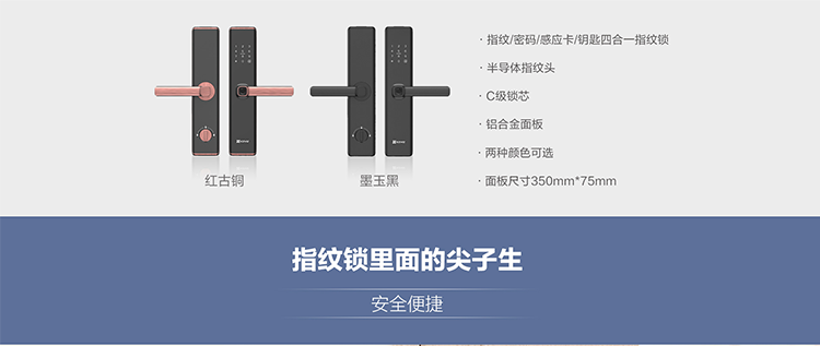 萤石（EZVIZ）握开式智能锁 防盗门锁 单机版指纹锁墨玉黑（含安装）LT63