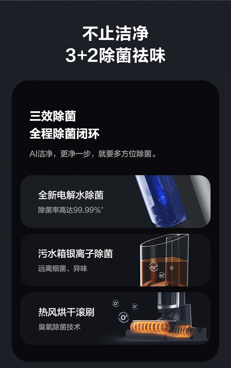 萤石（EZVIZ）无线智能洗地机家用扫地机吸拖一体手持吸尘器三重除菌自清洁RH2