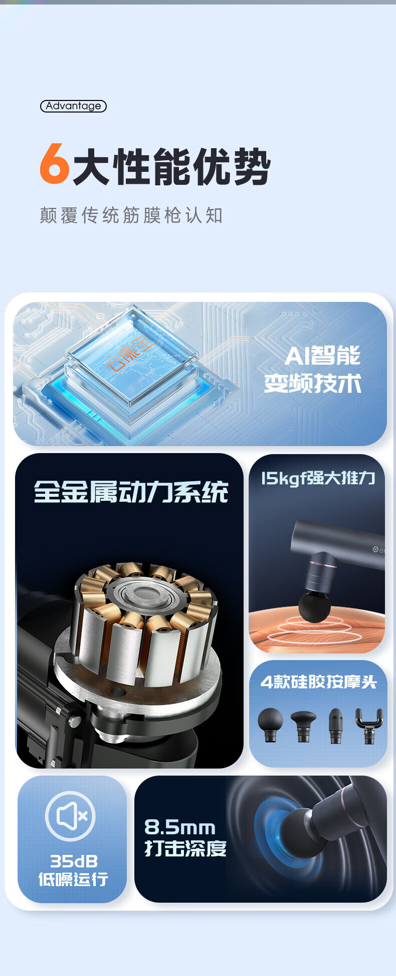 云康宝（Yolanda）筋膜枪按摩器智能肌肉深层放松按摩仪金属颈膜枪 CM20C 黑色
