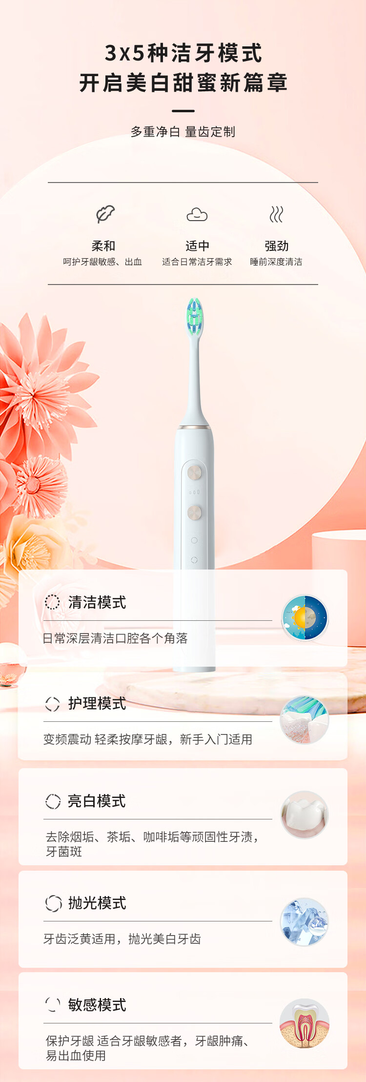 超人（SID） 情侣电动牙刷成人软毛超声波洁牙杜邦刷头送女男朋友生日礼物礼RT860白
