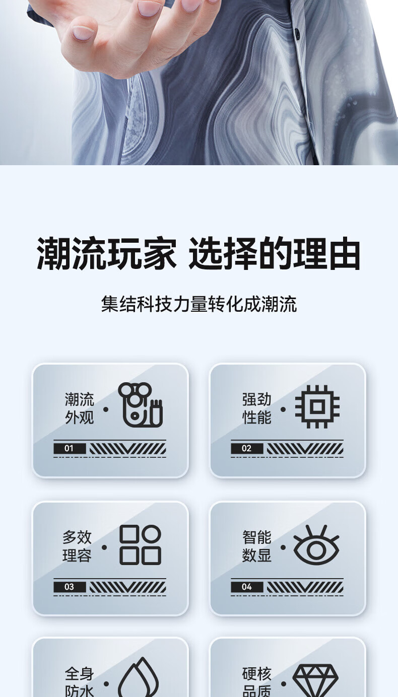 超人（SID） 电动剃须刀男智能4D刮胡刀充电式胡须刀剃胡子刀全身水洗快充 RS7375B