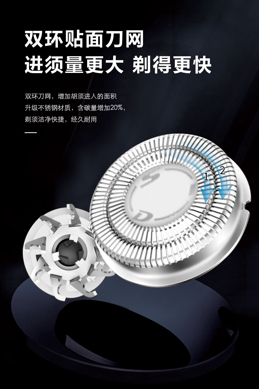 超人（SID） 电动剃须刀充电式双头浮动刮胡刀 全身水洗 商务便携式胡须刀RS215 经典黑色