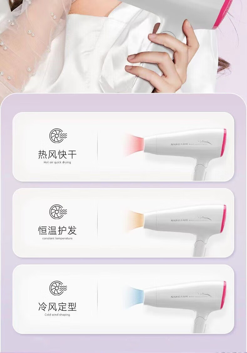 超人（SID） 电吹风机家用大功率2200W便携式可折叠负离子宿舍发廊吹风筒优越 RD-2271