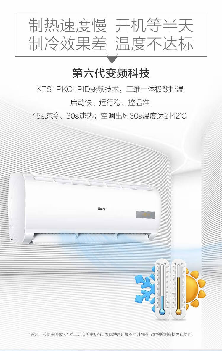 海尔（Haier）KFR-26GW/A0MCC83 大1匹 三级能效 变频冷暖 壁挂式空调 白色