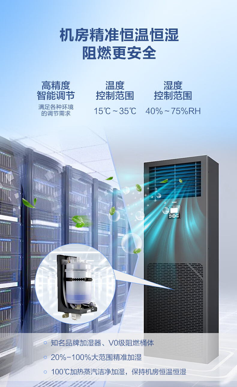 海尔（Haier）精密中央空调6匹柜式空调6p柜机恒温恒湿实验室基站专用24小时运转380V JHFX-15LW/92ZC31裸机