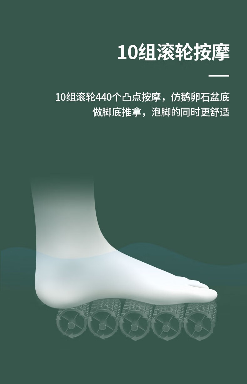 康佳 按摩洗脚盆 足浴盆 便携式提手 10大滚轮脚动按摩 KZ-ZY6688