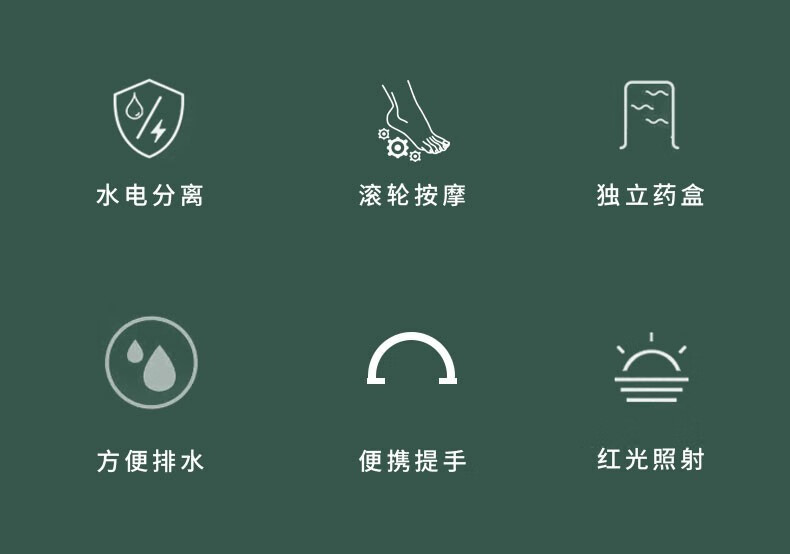 康佳 按摩洗脚盆 足浴盆 便携式提手 10大滚轮脚动按摩 KZ-ZY6688