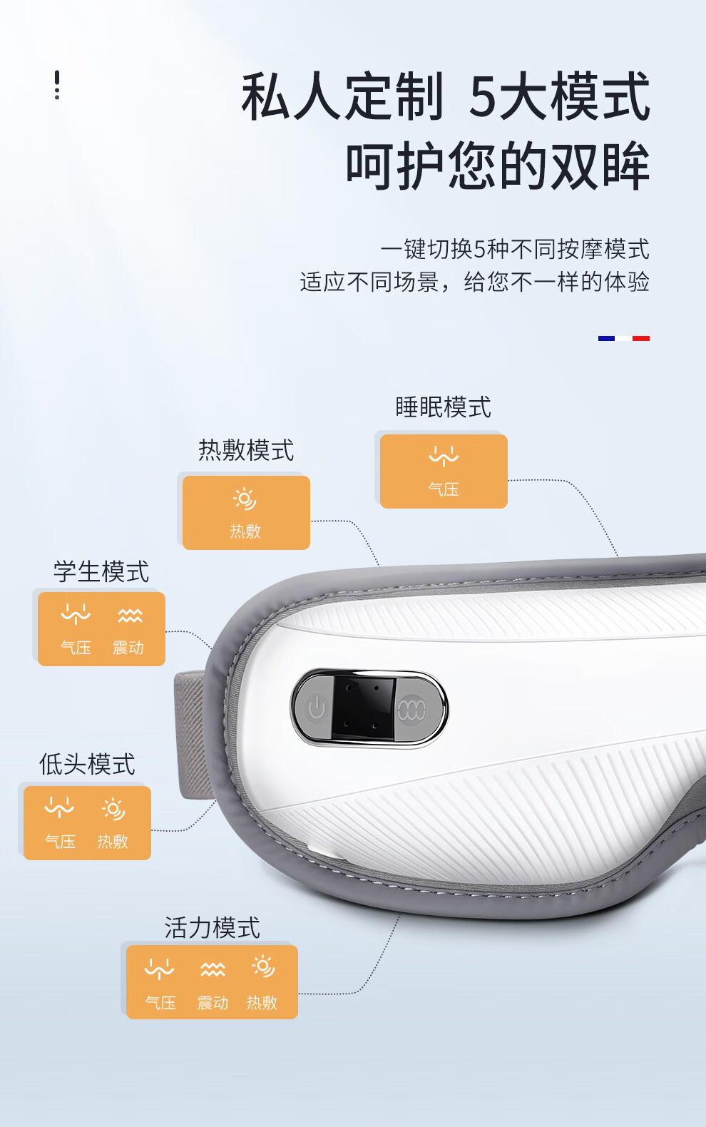 迪斯（Desleep）手控版眼部按摩仪 眼部按摩仪 按摩器 护眼仪 热敷 眼罩音乐 手势控制款 DE-F320（白色)