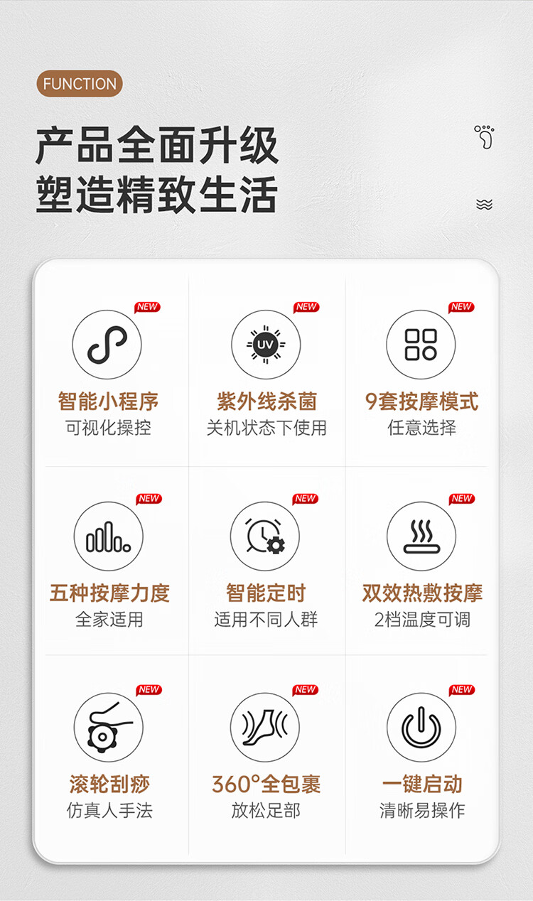 迪斯（Desleep）家用智能足疗机 脚底按摩器全气囊包裹足部按摩器 刮痧按摩 生日礼物送礼 DE-F602（灰色）