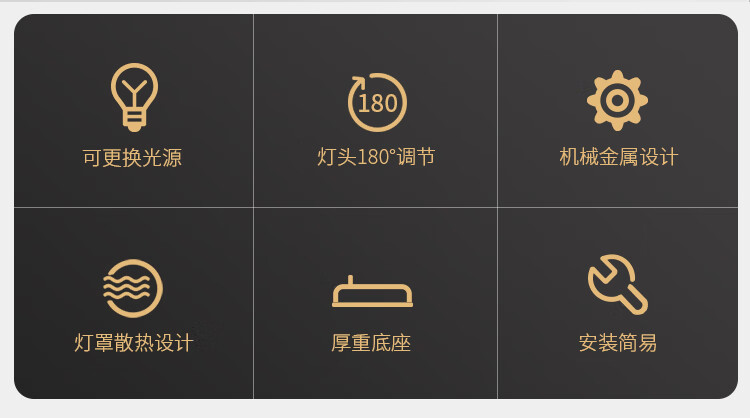 美的（Midea）台灯LED灯学生学习寝室卧室床头阅读小夜灯金属长臂工作插电灯 美式台灯(不含灯泡)MTY14-Z/E27-01