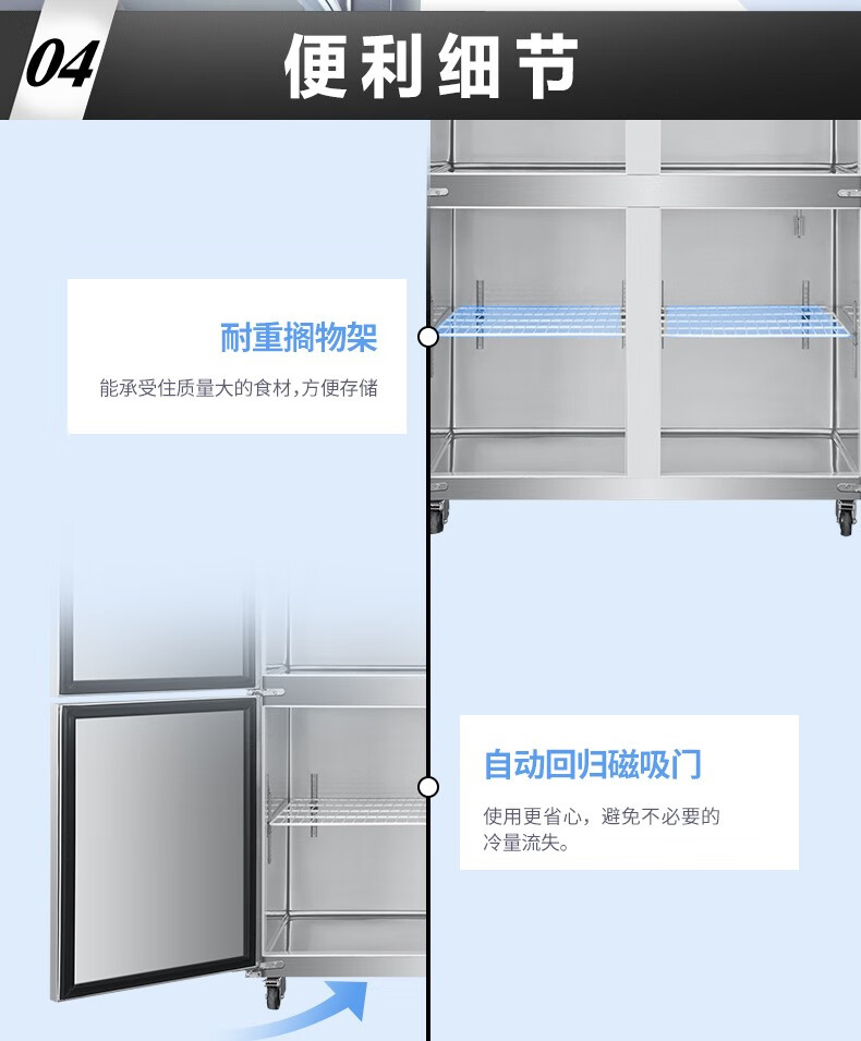 海尔（Haier）商用厨房冰柜980升 全冷藏冷冻双温冰箱 店饭店餐厅食堂保鲜不锈钢橱柜冷柜SLB-980C2D2