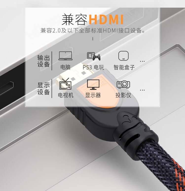 SAMZHE山泽 HDMI高清线 4K数字高清视频线  PS4电视机机顶盒连接线 加粗款2米 20AM13 长/