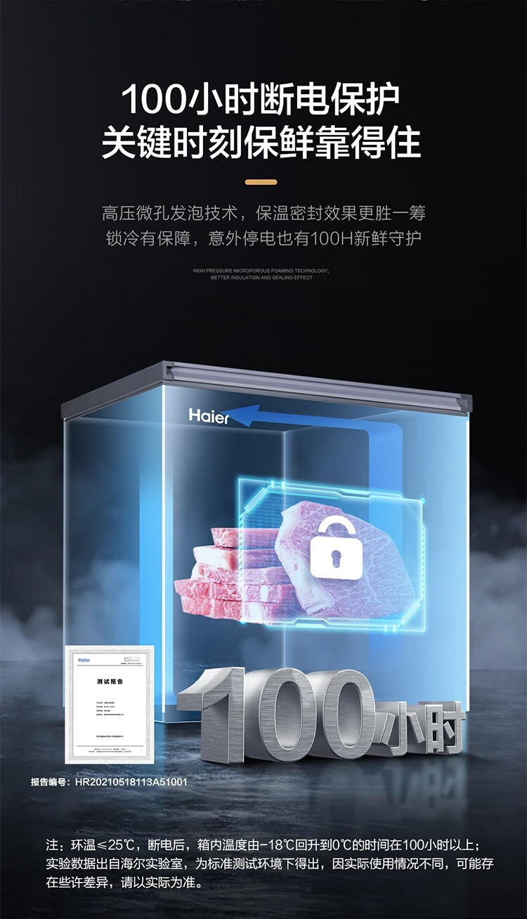 海尔（Haier）一级能效家用小冷柜小家用冷冻保鲜柜冷藏冷冻转换冰柜节能卧式速冻冰柜 BC/BD-100GHPC