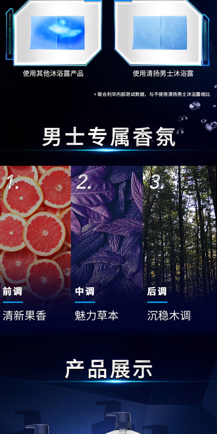 清扬 男士沐浴露 专为男士设计 活力运动 720g（新老包装随机发货）
