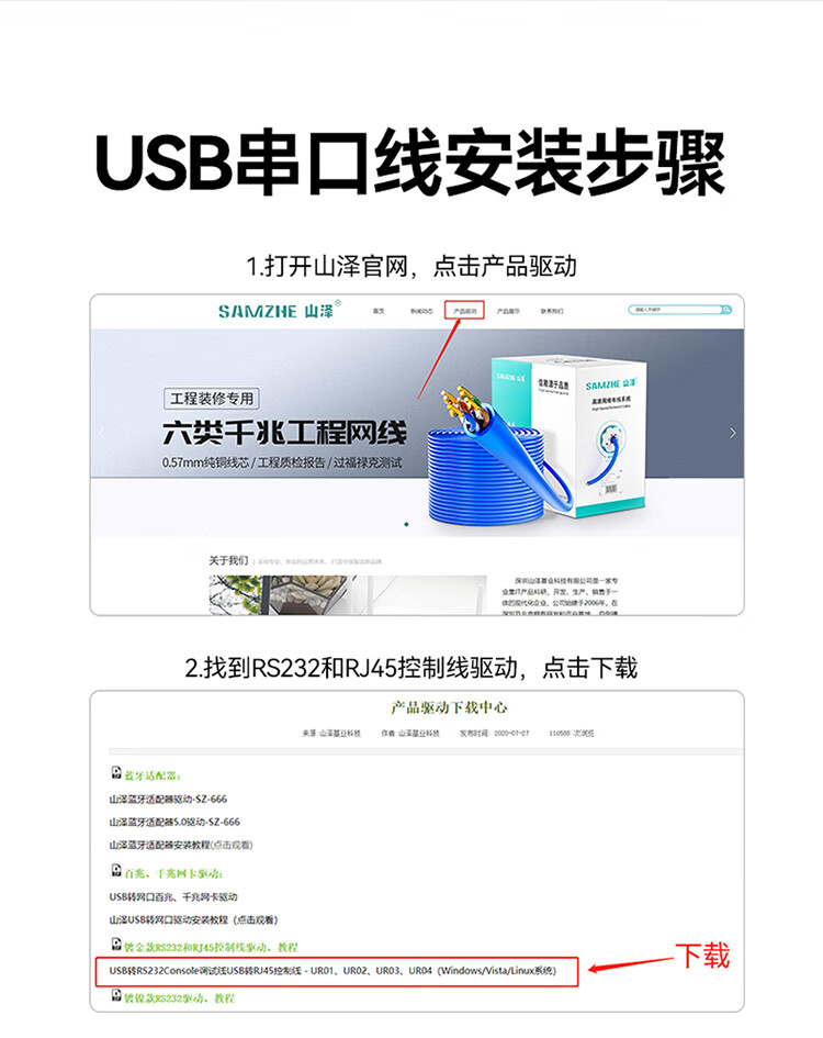 SAMZHE山泽 SZ-CK015 USB转RS232串口线 1.5米/