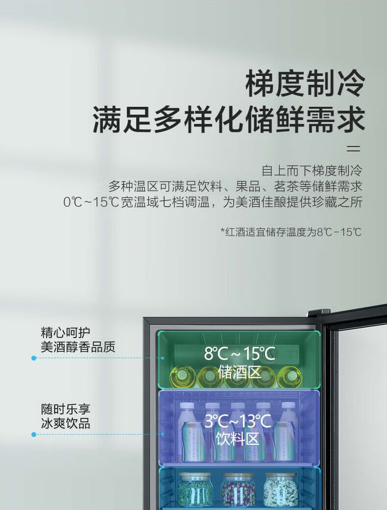 海尔（Haier）LC-98H 立式98升冰吧 饮料茶叶水果冷藏保鲜柜 展示柜 小型冰箱