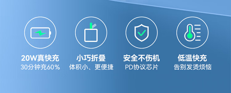 SAMZHE山泽 苹果充电器PD20W快充头 适用iPhone13/12/11/XS手机iPad平板 Type-C苹果插头OH-D20B/