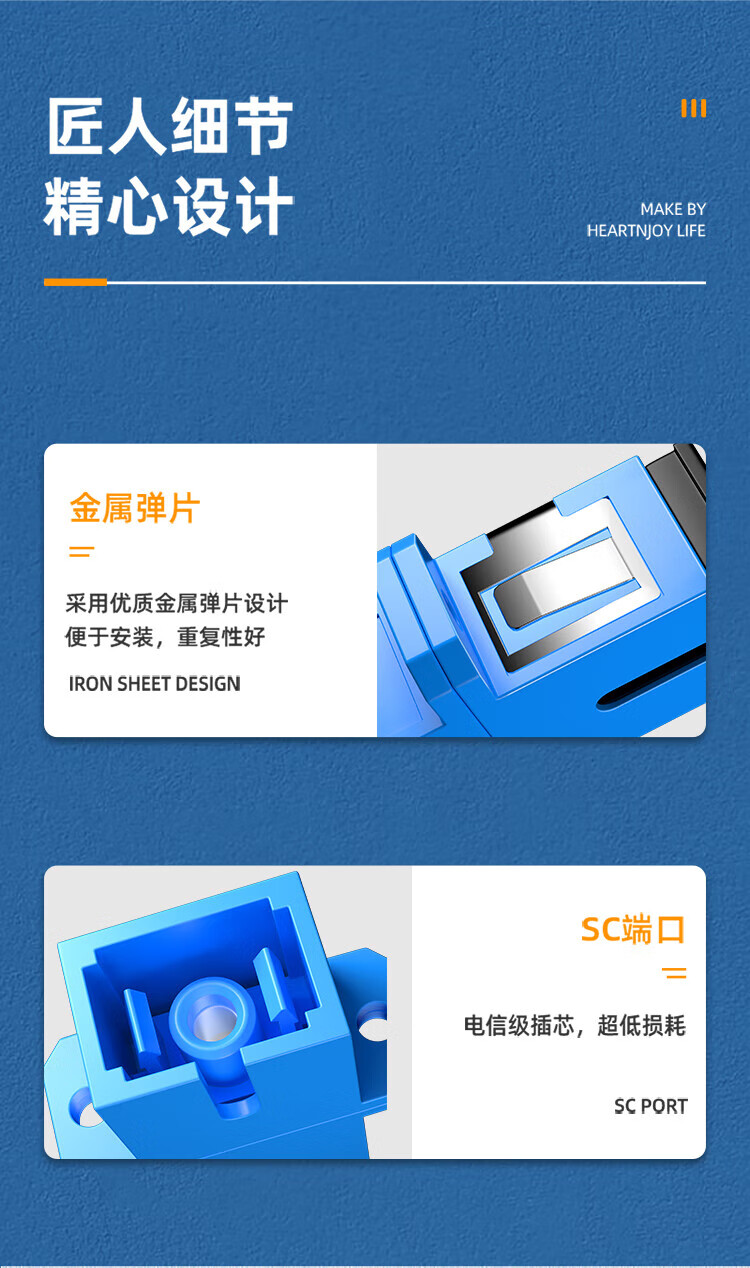 山泽(SAMZHE) 光纤适配器 电信级SC-SC单工 光纤跳线延长对接头耦合器法兰盘 (50个装) GSS-50