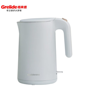 格来德 （Grelide）电热水壶便捷烧水壶家用304不锈钢大容量双层防烫物理保温自动断电 D3215A 白色