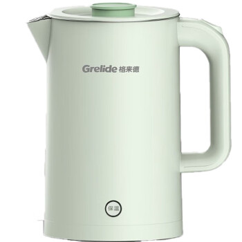 格来德 （Grelide）电热水壶1.7L家用烧水壶 无缝内胆双层锁温防烫D2818AK 豆蔻绿
