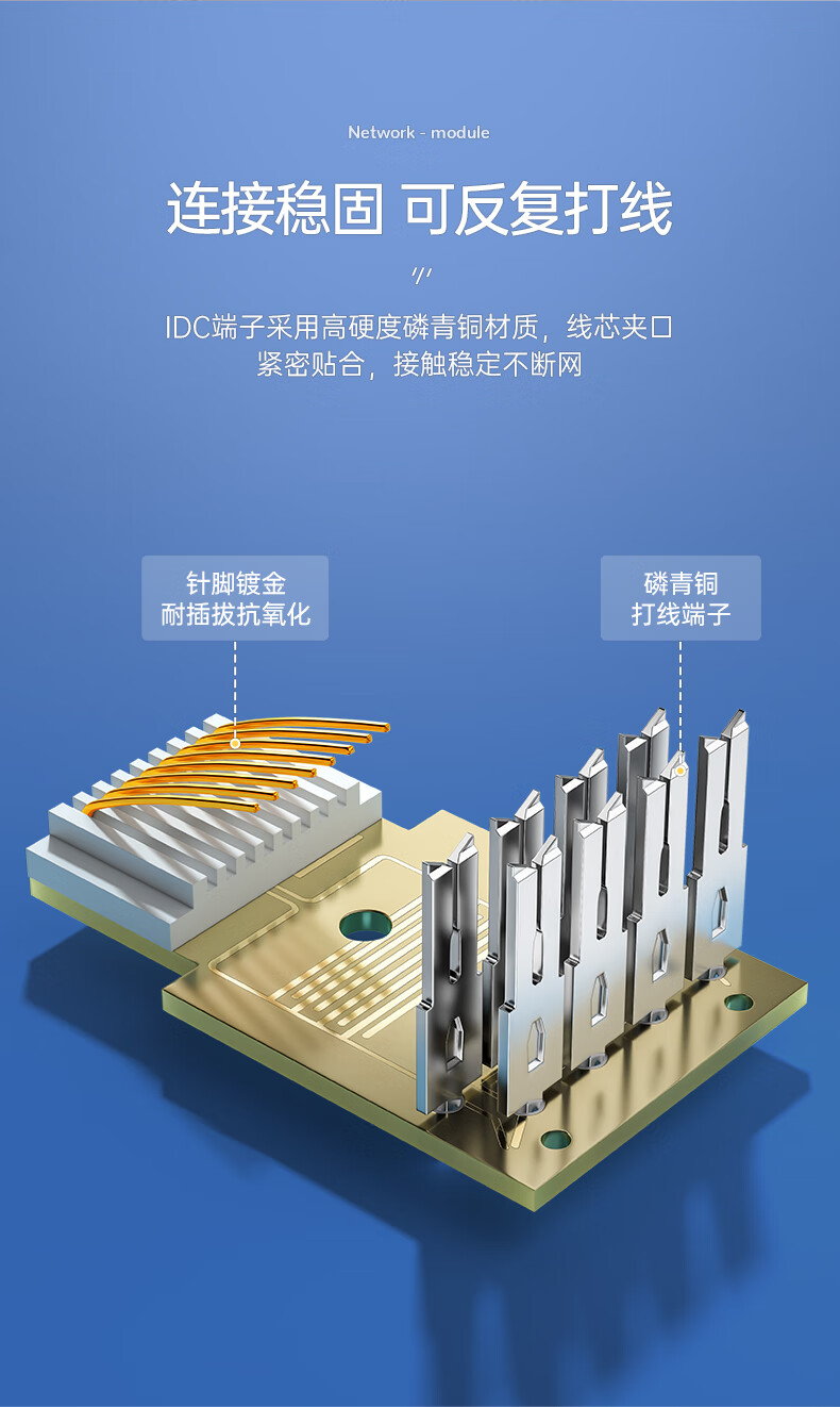 SAMZHE山泽 MKC-510 超五类网络模块 CAT5e免打网线面板模块 RJ45水晶头母座电脑网口插座连接头10个装/
