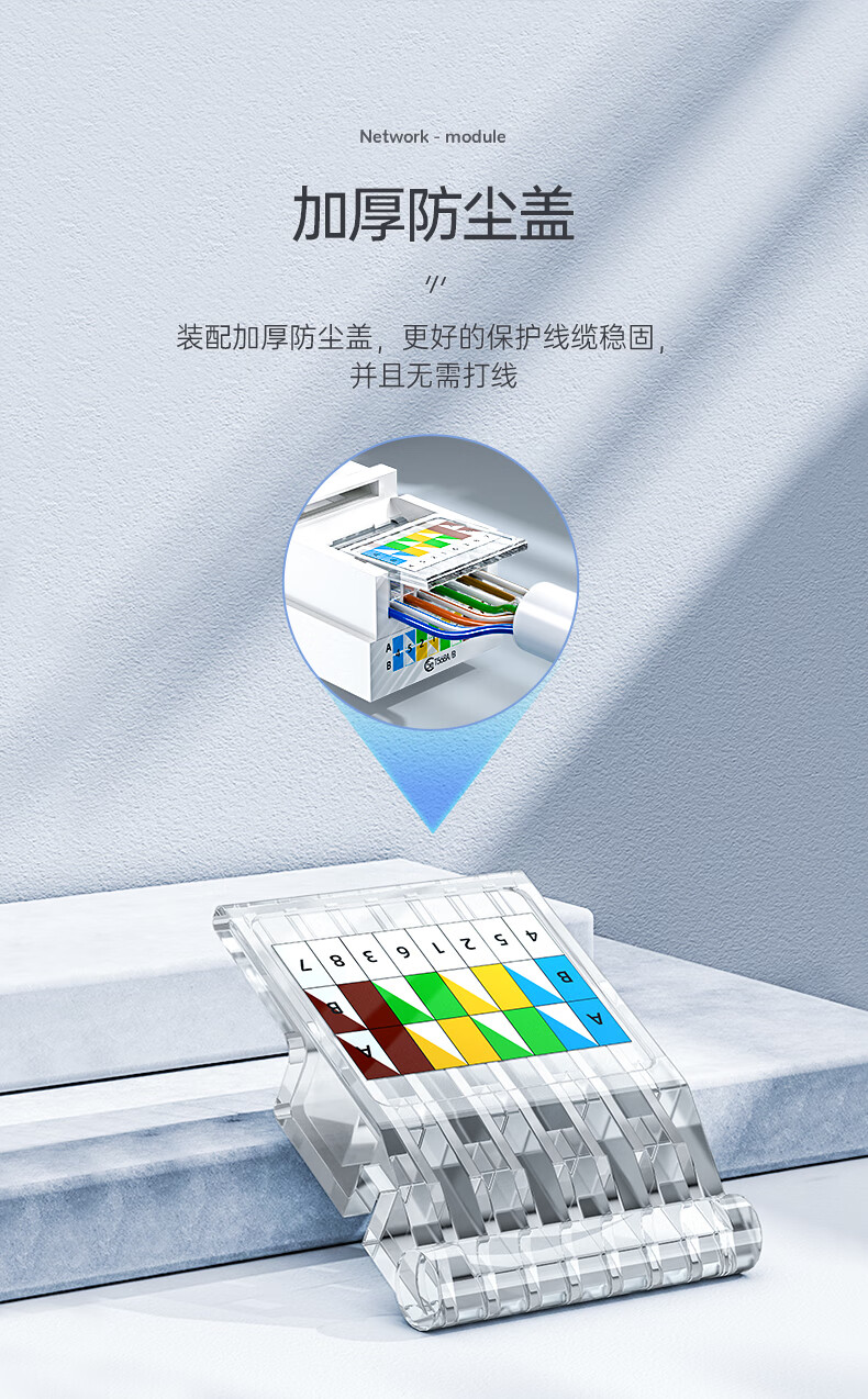 SAMZHE山泽 MKC-510 超五类网络模块 CAT5e免打网线面板模块 RJ45水晶头母座电脑网口插座连接头10个装/