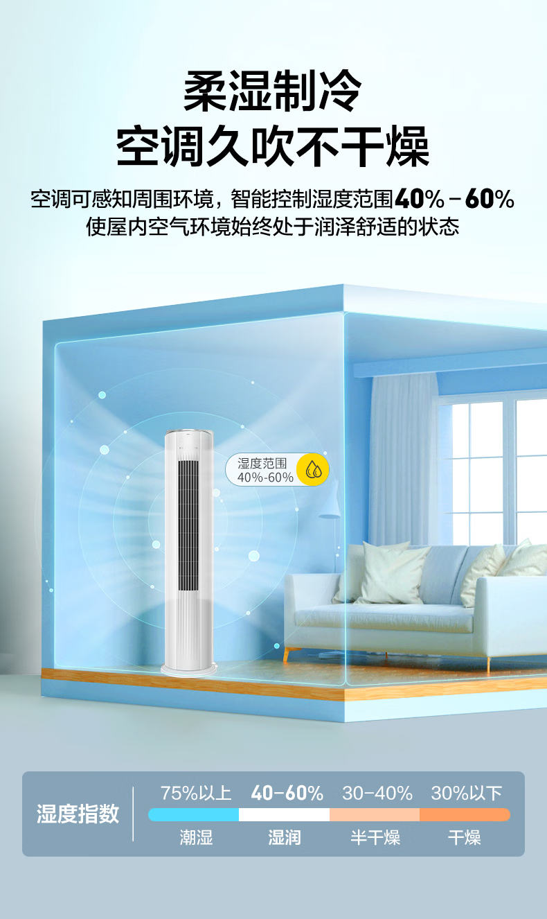 TCL 大3P冷暖 健康除菌智清洁 智慧柔风 WIFI远程智控 三级变频圆柱空调 KFRd-72LW/DBp-BL23+B3