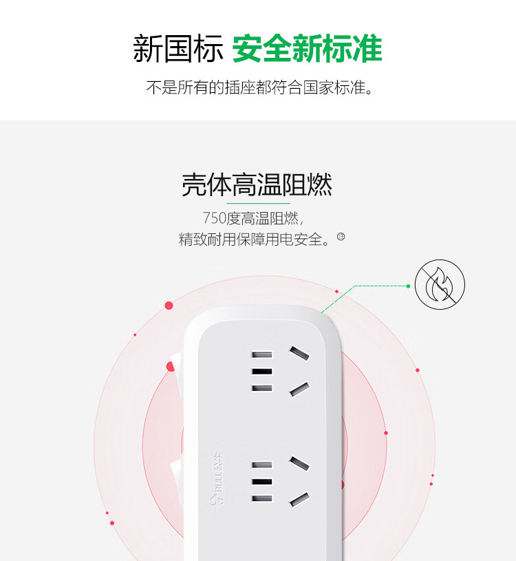 公牛（BULL）转换插头/一转三插座/无线转换插座/电源转换器适用于卧室厨房3位分控插座GN-9333