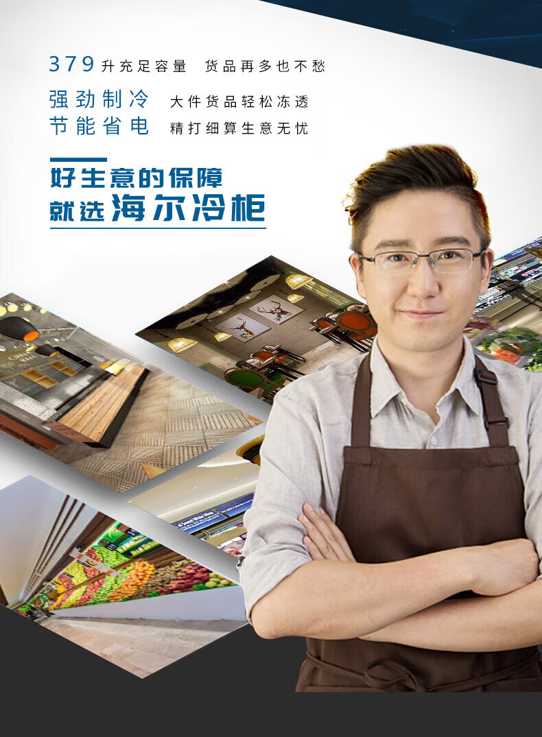 海尔（Haier）379升冰柜商用大容量冷冻柜PCM钢板内胆BC/BD-379HCM