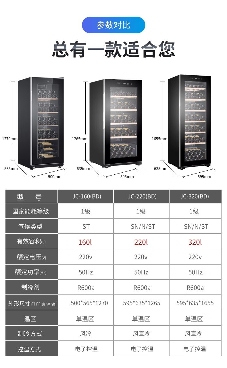 海尔（Haier）客厅办公室饮料水果茶叶酒水冷藏保鲜柜透明玻璃门 ｜电子温控｜核膜保湿｜LC-113LHS6D1