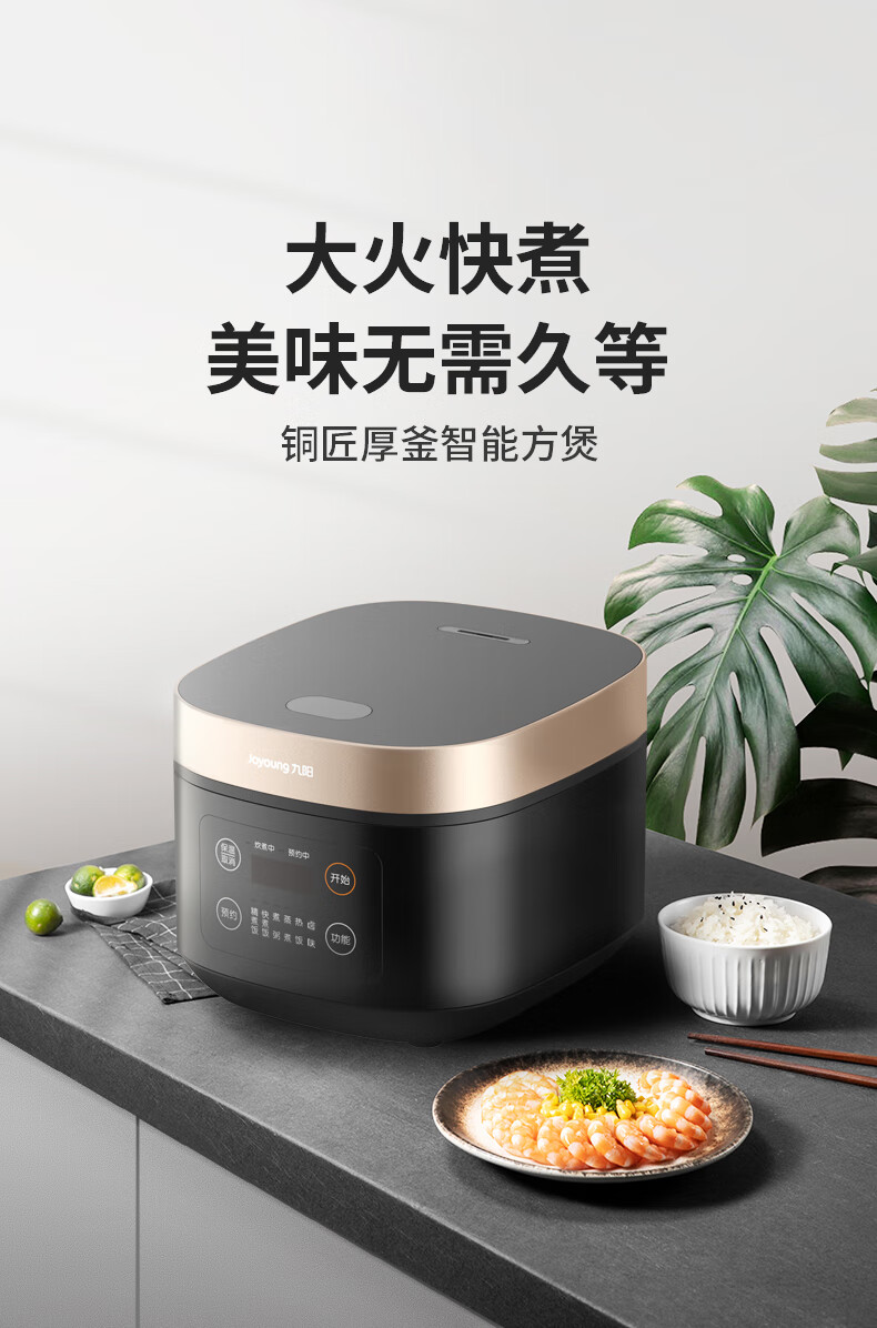 九阳（Joyoung）4L智能电饭煲F40FZ-F531(B)灰色