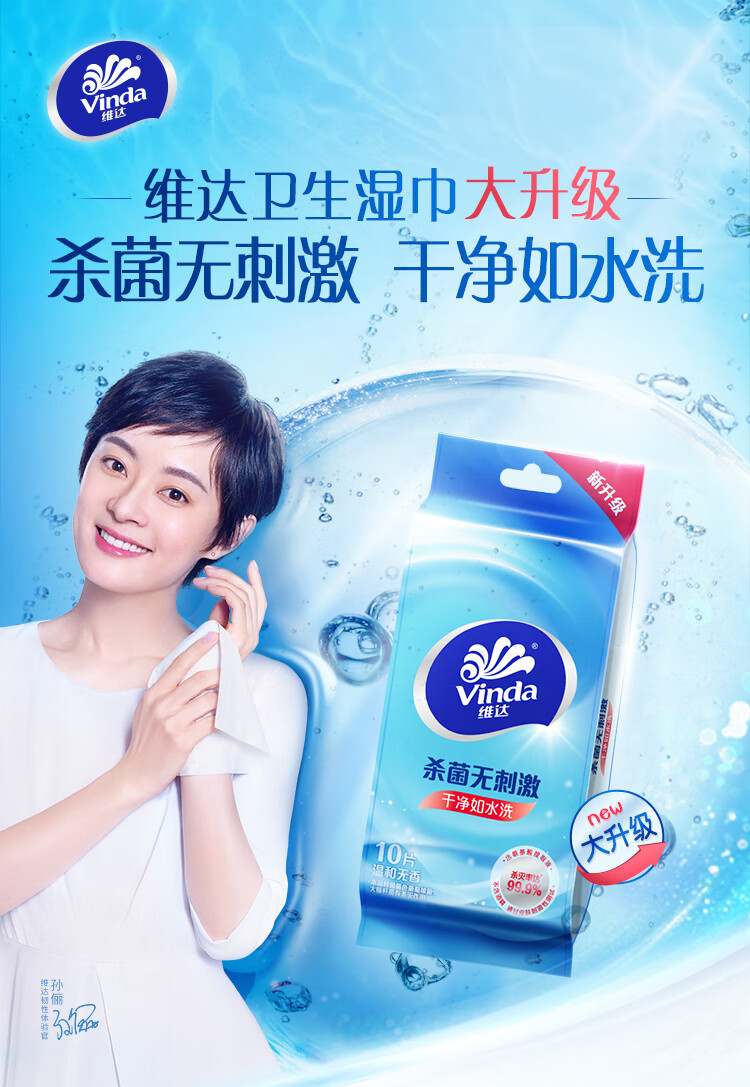维达成人独立便携装卫生湿纸巾 擦汗洁肤10片/包 5包/提 VW1009