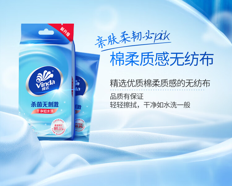 维达成人独立便携装卫生湿纸巾 擦汗洁肤10片/包 5包/提 VW1009