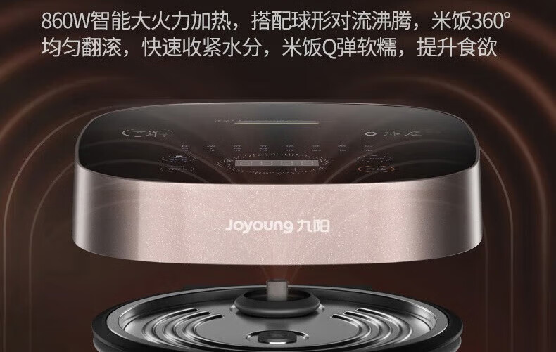 九阳（Joyoung）电饭煲铁釜内胆4升钢化玻璃面板智能预约家用电饭锅 F-40T50A