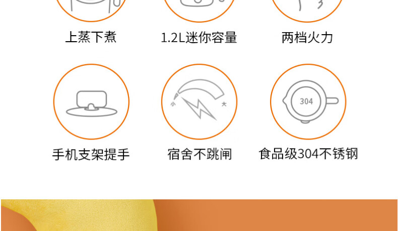 九阳（Joyoung）LINE联名布朗熊电火锅学生宿舍家用多功能迷你1.2L小功率电热电煮锅K12-D603 LINE联名款-布朗熊