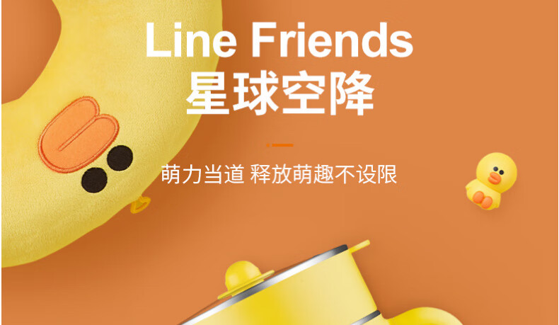 九阳（Joyoung）LINE联名布朗熊电火锅学生宿舍家用多功能迷你1.2L小功率电热电煮锅K12-D603 LINE联名款-布朗熊