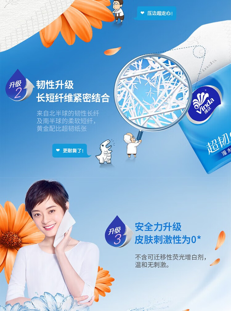 维达（Vinda）V2287-B 维达100抽3层超韧抽取式纸面巾(1×24)装/箱 1箱