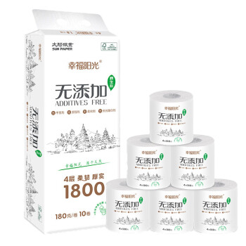 幸福阳光 卷纸无添加纸巾 4层加厚180克*10卷 家用卷筒纸母婴可用