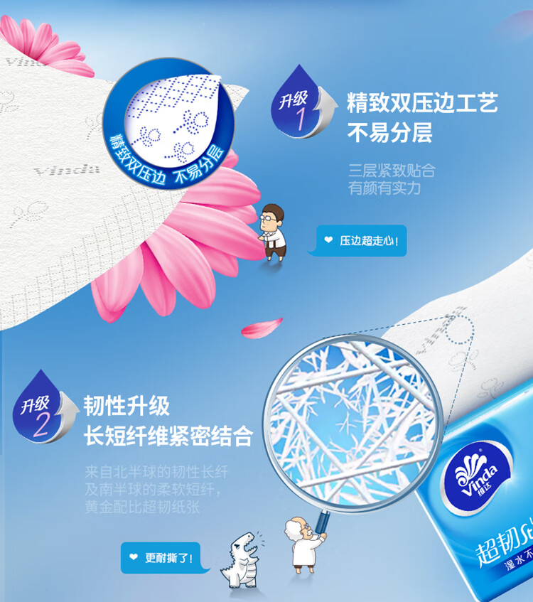 维达（Vinda）超韧系列抽纸 三层加厚110抽软抽 30包/箱 V2286
