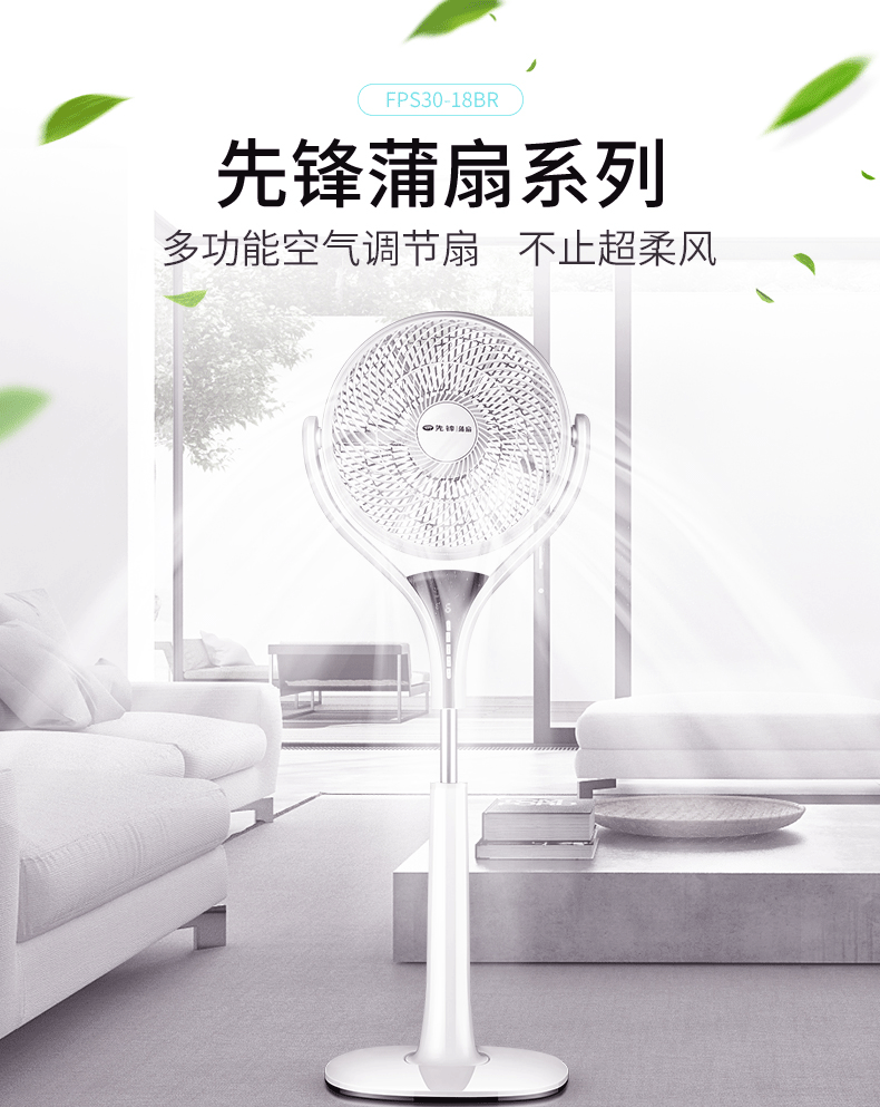 先锋（SINGFUN）空气循环扇电风扇蒲扇遥控落地扇柔风扇 FPS30-18BR