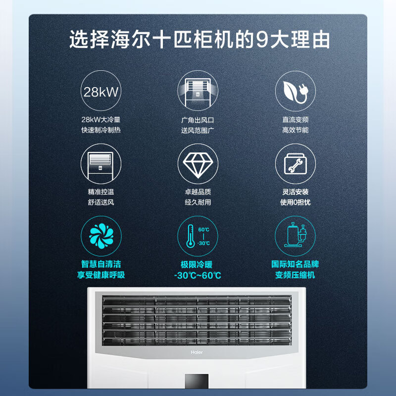海尔（Haier）10匹柜式空调中央空调10P柜机商用直流变频自洁2级能效380V RFLDC280DXSAYC(G)